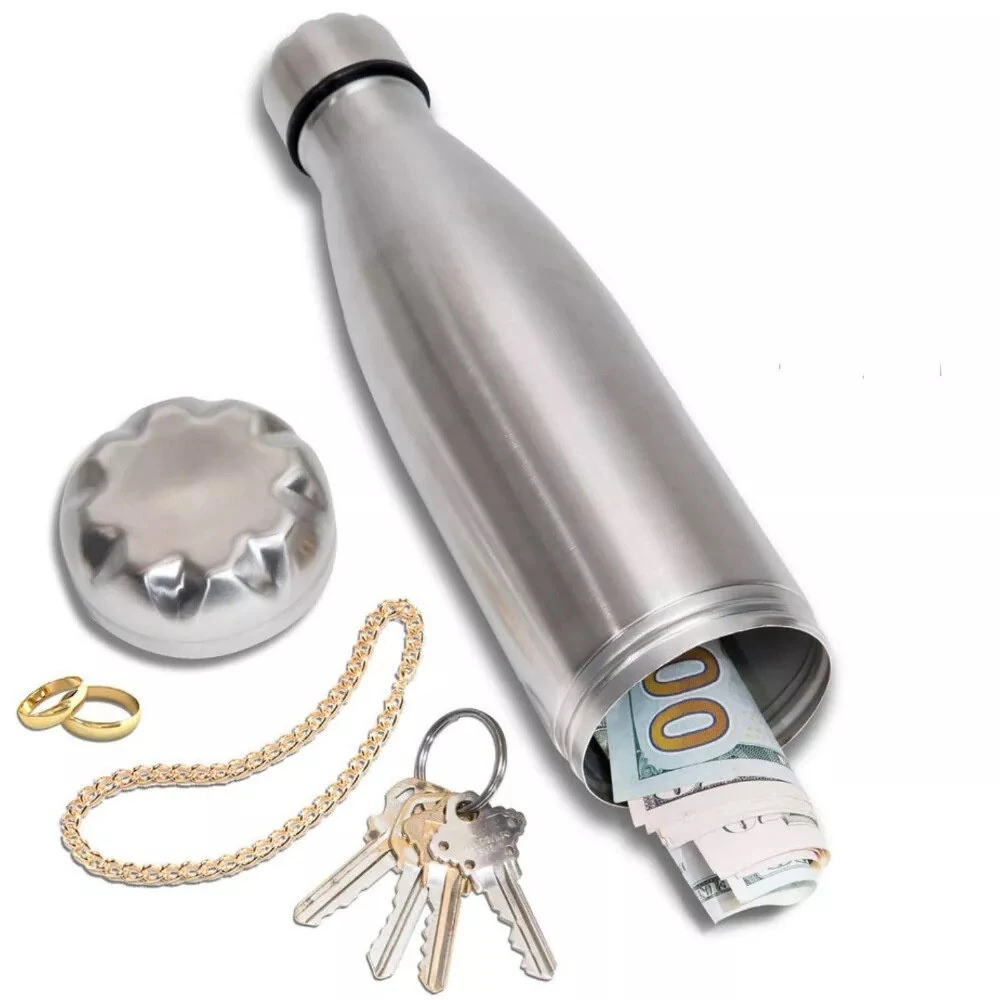 (image for) IPRee 750ml Water Bottle with Compartment Portable Water Bottle Pill Organizer Can Safe Hiding Spot for Money Bonus Key Ring Box